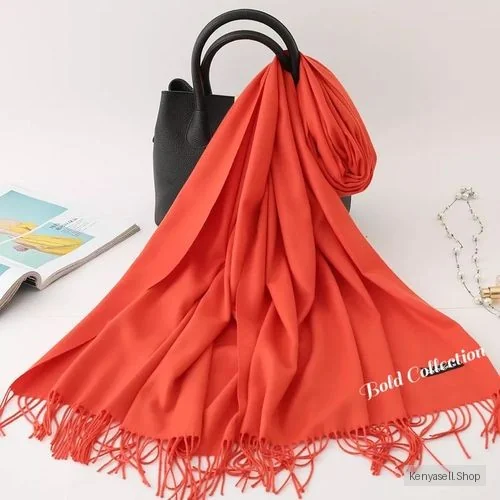 Elegant Orange BIGSIZE Warm Multi-Purpose Kikois Cotton Cashmere Scarf