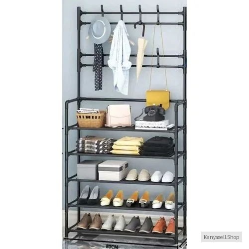 Nunix 5-Tier Multifunctional Shoe Rack - Black