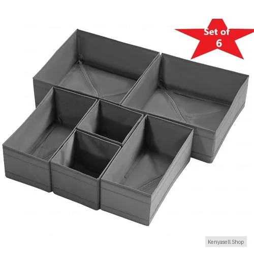 6 PCS Storage Boxes, Wardrobe Drawer Organizer - 3 Sizes
