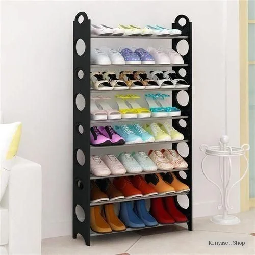 8 Tier Stackable Shoe Rack - Black