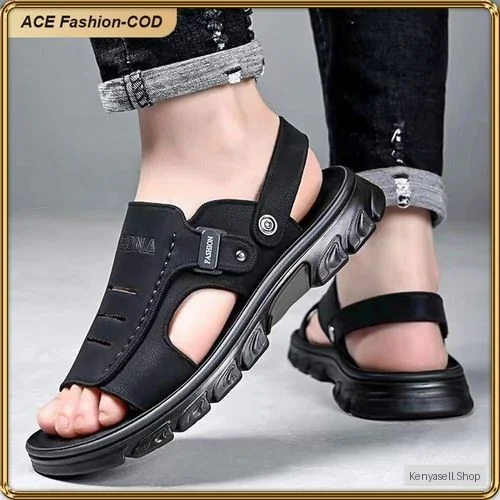 ASHION Men's Sandals, Convertible Slippers With Anti-Slip Sole, Casual Open-Toe Shoes