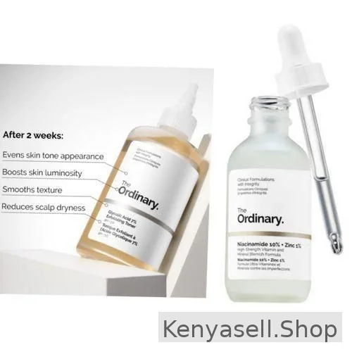 The Ordinary 2Pack Glycolic Acid 7% Toning Solution-240ml & Niacinamide 10% + Zinc 1% Serum
