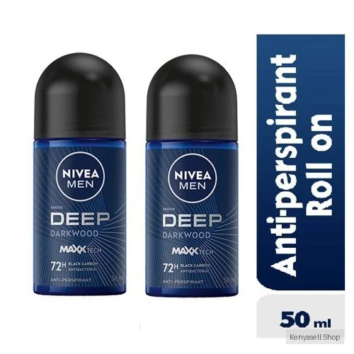NIVEA MEN Deep Antibacterial Anti-Perspirant Rollon,72h - 50 Ml (Pack Of 2)