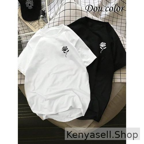 Dou-color Men's 2in1 Rose Print T-Shirt