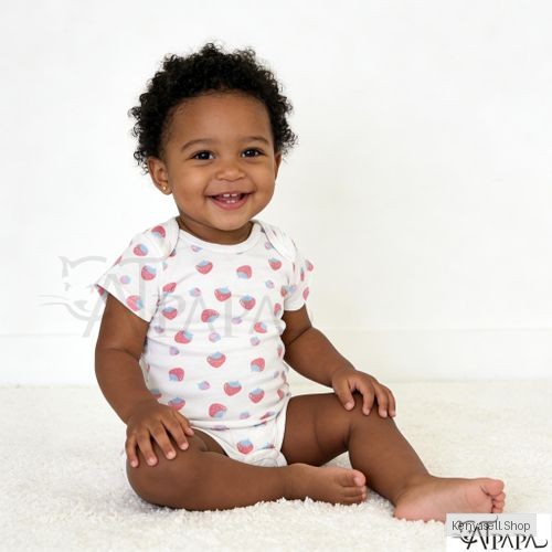 Catpapa Exclusive Perks for Loyal Customers! Summer Cool Strawberry Girls Bodysuit Hoodie 0-3 Years Cotton