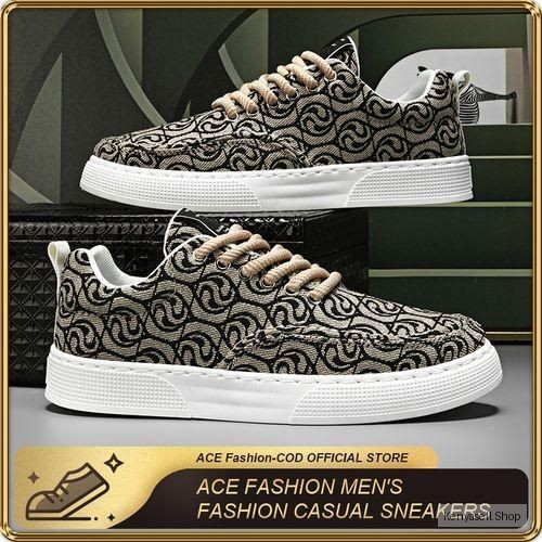 ASHION Men's Abstract Print Canvas Sneakers - Stylish Comfortable Durable Casual Shoes