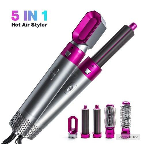 Homarom Straight & Curl 5in1 Electric Hot Air Brush Straightening Comb Curling Brush Negative Ion Hair Styling Bangs Curling Rod Inward-curling Female Curling Wand
