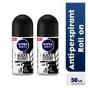 NIVEA MEN Black & White Original Anti-Perspirant Rollon For Men 72h - 50ml (Pack of 2).