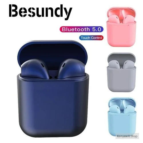 Besundy Wireless Bluetooth Matte Sweatproof Earphones Noise Cancelling Earbuds Bluetooth Earpods 5.0  Binaural Headset Touch Control Charging Case Included