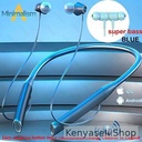 Blue Sports Bluetooth  Into The Ear Neck Hanging Large Capacity  Wireless Earphone