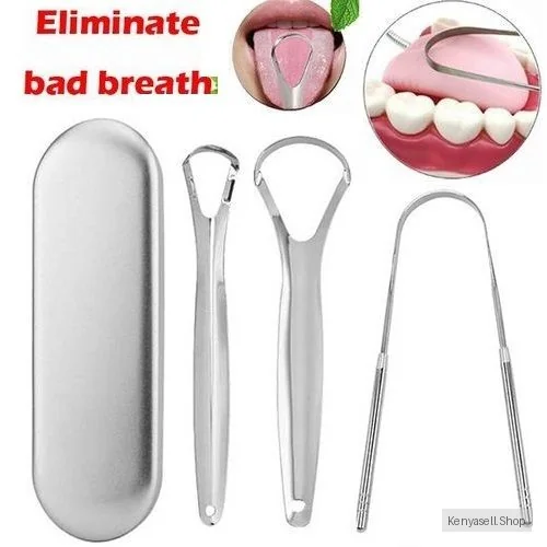 3PCS/Set Tongue Scraper Stainless Steel Oral Tongue Cleaner