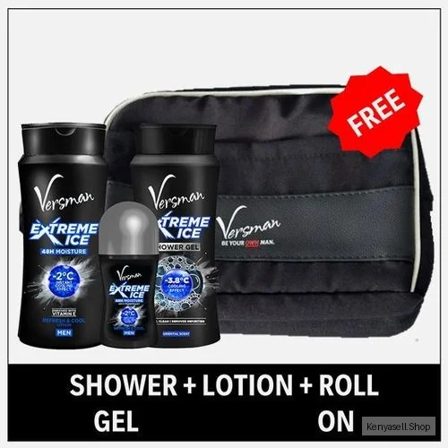 VERSMAN Bro Kit: Extreme Ice 400ml Lotion + Shower Gel + Roll On Deo (Pack of 3)