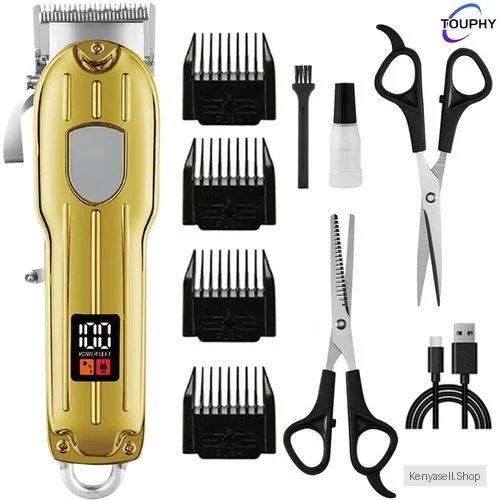 TOUPHY Men's Hair Clipper Electric Trimmer With LCD Display - Gold