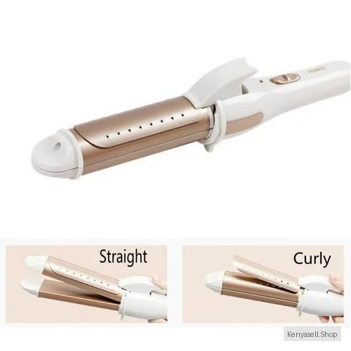 2 In 1 Hair Straightener Curling Iron-Gold.