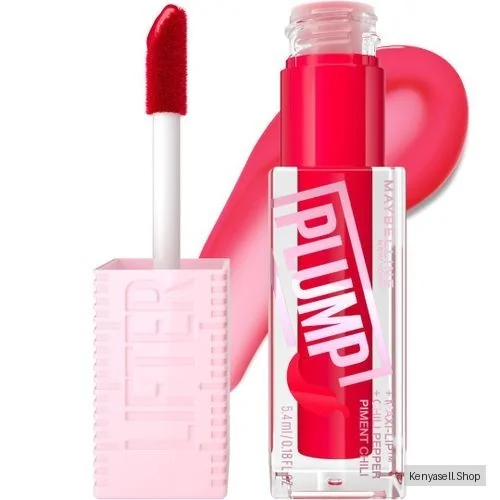 Maybelline Lifter Plump Red Flag 004, Hydrating Lip Plumping Gloss with Chilli Pepper, Leaves Lips Looking Fuller and Glossier