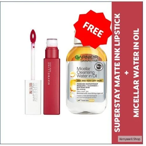 Maybelline Superstay Matte Ink Liquid Lipstick - 20 Pioneer + FREE Garnier Micellar Water In Oil 100ml