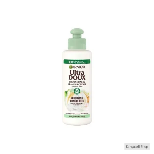 Garnier Ultra Doux Moisturizing Leave-In Cream With Nurturing Amond Milk - Hydrates & Protects From Heat, With No Weigh Down For Dehydrated Hair 200ml