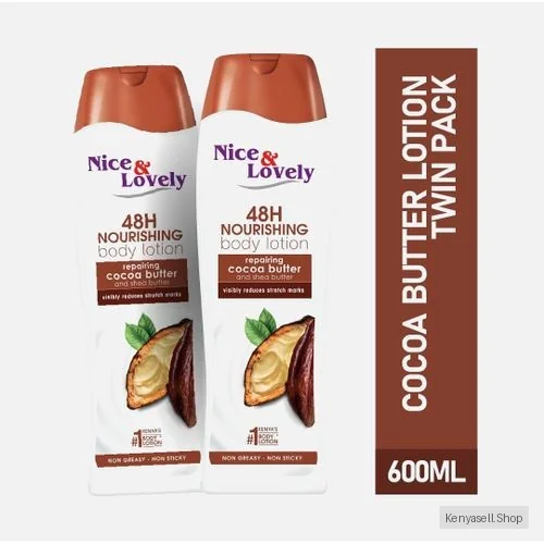 Nice & Lovely Twin Moisturizing Cocoa Butter 600ml Lotion (Pack of 2)