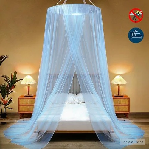 Blue Foldable Møsquito Net for Double Bed Durable Polyester Easy Setup Anti-Møsquito Protection