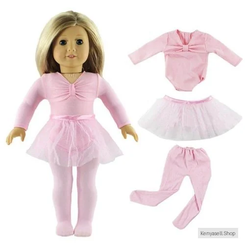 Pink Handmade Clothes Party Dress Skirt Set Gift Fits 18" American Girl Doll
