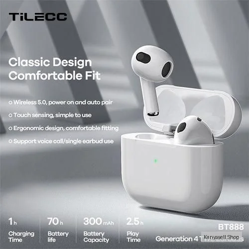 TiLECC TiLECC Air Pro 4 TWS Touch Sensor Bluetooth Headset - White