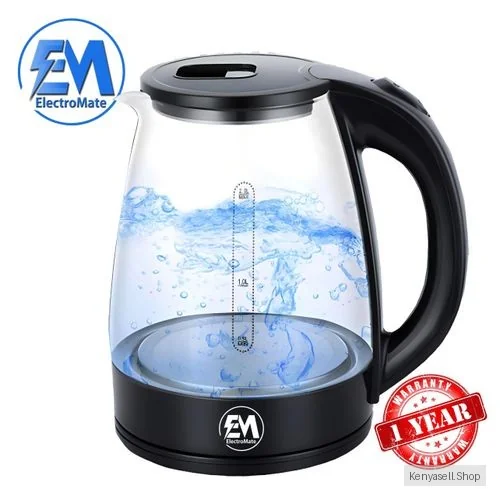Em Glass Kettle 2.0L ElectroMate Kettle Electric Jug Heater for Boiling Water – Ideal Kitchen Appliance  (1YR WRTY)