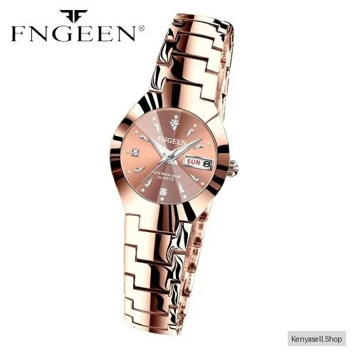 Fngeen Luxury Women Female Wrist Ladies Watch With Date-Coffee