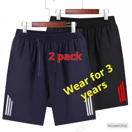Unisex Athletic Shorts, Navy & Black. Elastic waist for comfort, striped sides for style. Durable, breathable fabric, perfect for sports like jogging and daily wear. Long - lasting, easy to m