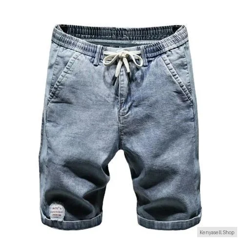 Men's Denim Shorts Regular Fit Drawstring Elastic Waist Cargo Jeans Pants