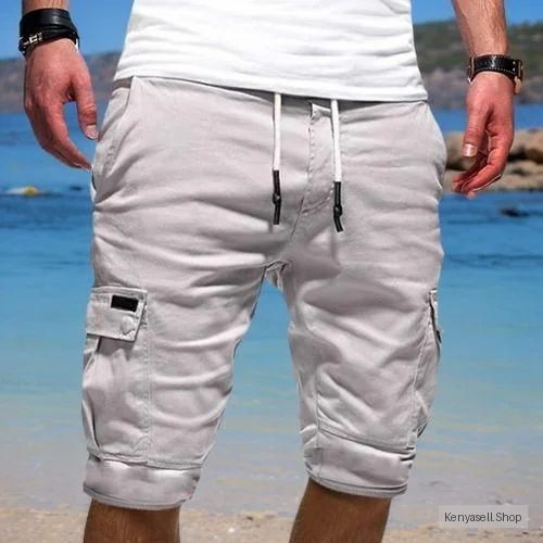 Berrykey Men's Summer Casual Sport Shorts Male Pants-White