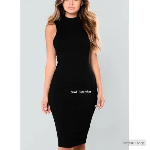 Hottest Black Ribbed Sleeveless Bodycon Dress(Hips 36-44inches Fit)