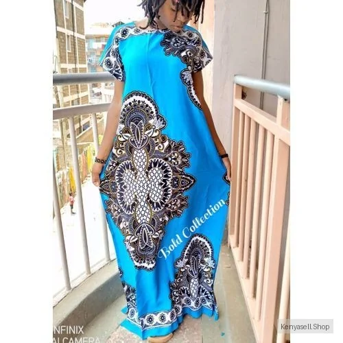 Gorgeous Sparkle Cotton Blue FloraI Maxi Dera Dress(Size12/14/16)