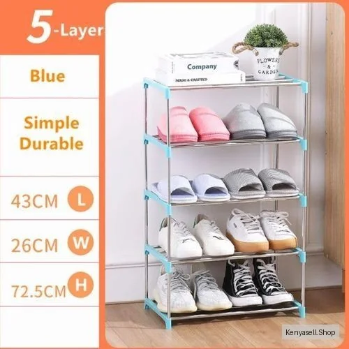 Nunix 5 Tier Portable Shoe Rack Slim Design Blue