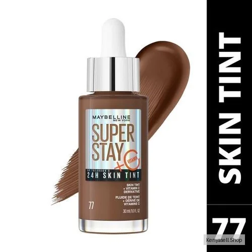 Maybelline Superstay Skin Tint Shade  77 with Vitamin C, Upto 24HR Longwear, Radiant Light-to-Medium Coverage Foundation