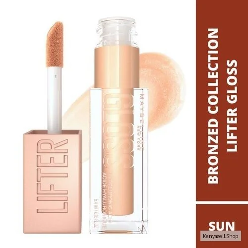 Maybelline Lifter Gloss Plumping and Hydrating Lip Gloss, Shade 020 Sun, with Hyaluronic Acid for Super Juicy Lips with Incredible Shine, 5.4ml