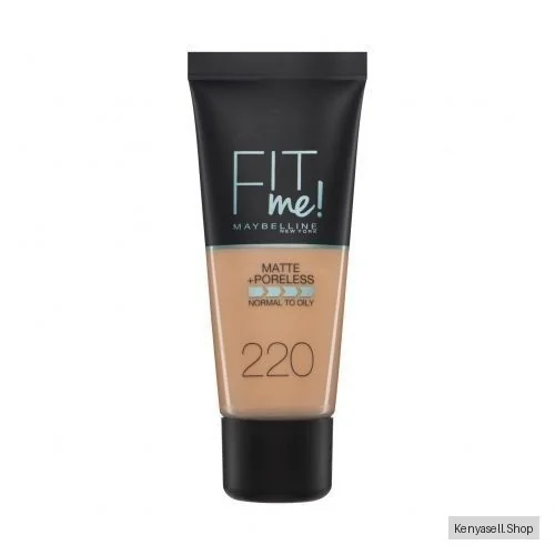 Maybelline Fit Me Matte And Poreless Foundation For Normal To Oily SKin, Full Coverage Blendable Upto 12H Shine Control - 220 NATURAL BEIGE, 30ml