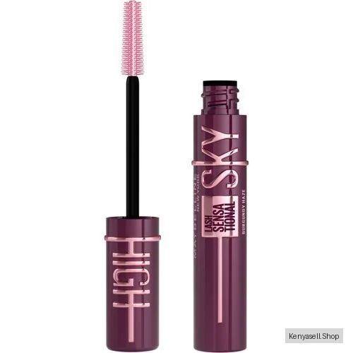 Maybelline Lash Sensational Sky High Mascara, Limitless Length & Volume, Flex Tower Brush, Light-as-Air Feel, With Bamboo Extract - Burgundy