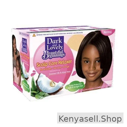 Dark & Lovely Beautiful Beginnings Scalp Care No Lye Relaxer With Coconut Oil &Aloe Vera Kit- Normal