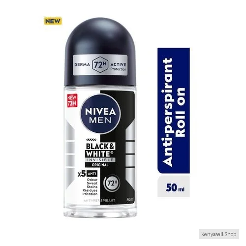 NIVEA MEN Black & White Invisible Original Anti-Perspirant Rollon 72h For Men - 50 Ml