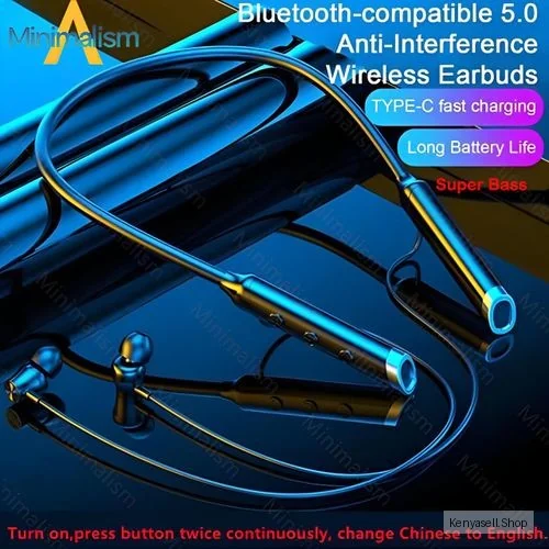 Sports Bluetooth  Into The Ear Neck Hanging Large Capacity  Wireless Earphone