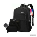 Backpack 4 In 1 Multi Functional School Business Backpack With USB Slot - Black