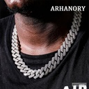 ARHANORY Cuban Iced Out Link Necklace Hip Hop Cuban Link Chain-Silver