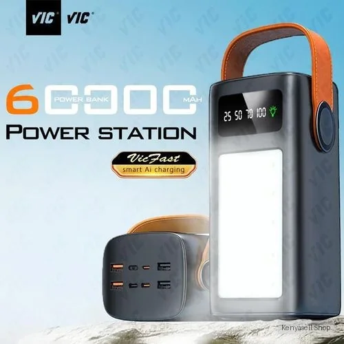 VIC ✪60000mAhs Power Banks, With Super Lumen 222Wh Portable Charger Power Station, Ultra-Thin 7USB Battery Pack/ Type C In-Out