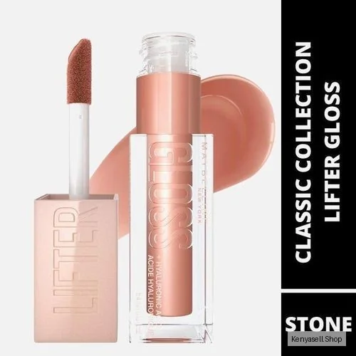 Maybelline Lifter Gloss Plumping and Hydrating Lip Gloss, Shade: 008 Stone, with Hyaluronic Acid for Super Juicy Lips with Incredible Shine, 5.4ml
