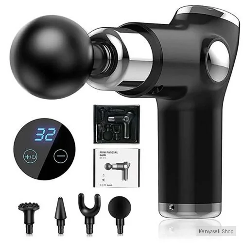 32-speed Electric Massage Gun, Mini LCD Screen, Deep Muscle Massager - Black