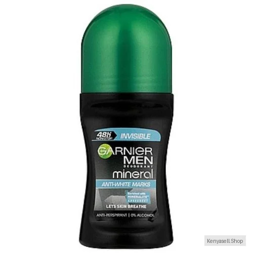 Garnier Mineral Men Invisible Roll-on, Antiperspirant, Intensive Protection Against Body Odour & Underarm Wetness, Up to 48 Hours Effect - 50ml