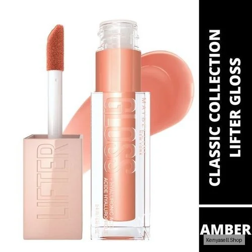 Maybelline Lifter Gloss Plumping and Hydrating Lip Gloss, Shade: 007 Amber, with Hyaluronic Acid for Super Juicy Lips with Incredible Shine, 5.4ml