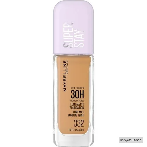 Maybelline Super Stay 30H Lumi-Matte Foundation 332, Lightweight and Buildable Full Coverage Foundation Makeup for Up To 30HR Wear, 30ml