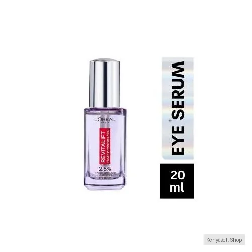 L'Oréal Paris Revitalift Eye Serum, 2.5% Hyaluronic Acid and Caffeine Replumping, Brightening and De-Puffing, for All Skin Tones - 20ml
