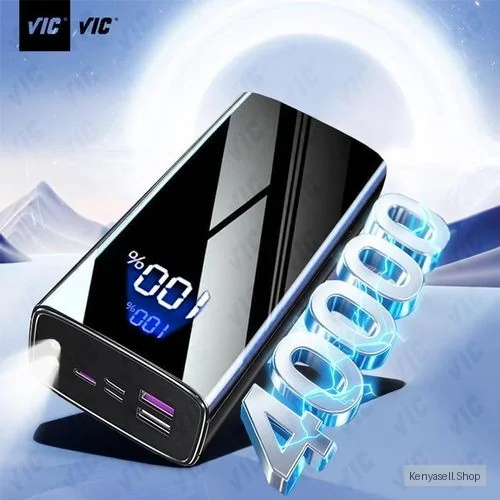 VIC ♛40000mAh Power Banks- 148Wh Portable Fast Charger Screen Power Station- Ultra Thin 5USB Battery Pack/ Type C in-out